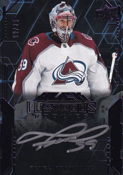 AUTO RC karta PAVEL FRANCOUZ 20-21 UD Black Lustrous Rookies Spectrum /25