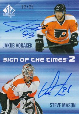 AUTO karta VORÁČEK/MASON 15-16 SP Authentic Sign of the Times Duals /25