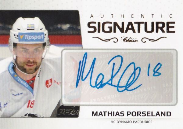 AUTO karta MATHIAS PORSELAND 18-19 OFS Classic Ser. 2 Authentic Signature Gold/6