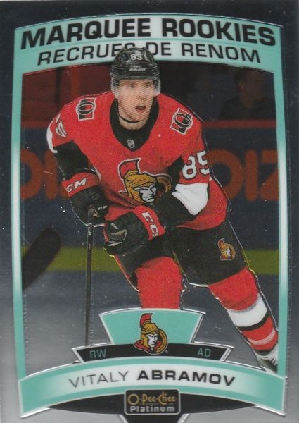 insert RC karta VITALY ABRAMOV 19-20 OPC Platinum Marquee Rookies číslo 189