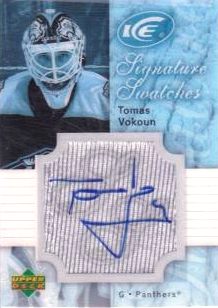 AUTO jersey karta TOMÁŠ VOKOUN 07-08 UD Ice Signature Swatches